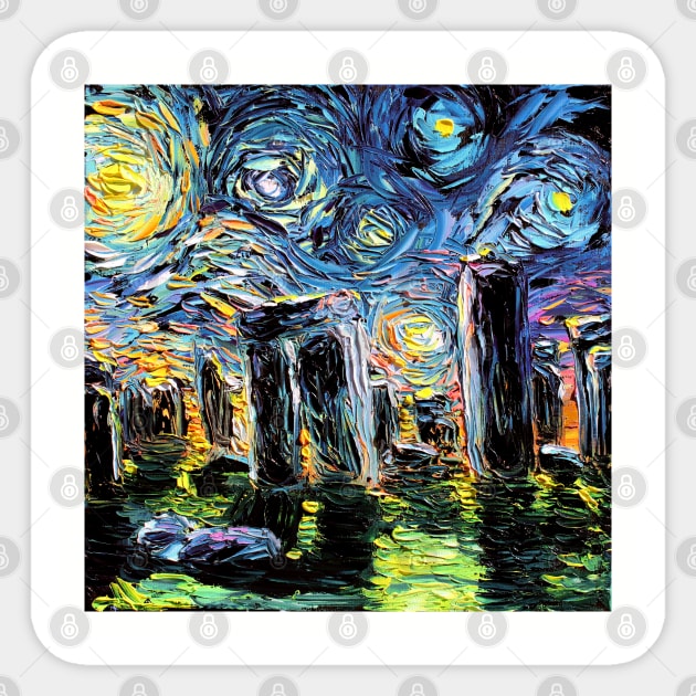 Stonehenge Starry Night Sticker by sagittariusgallery